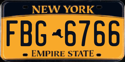 NY license plate FBG6766