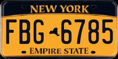 NY license plate FBG6785