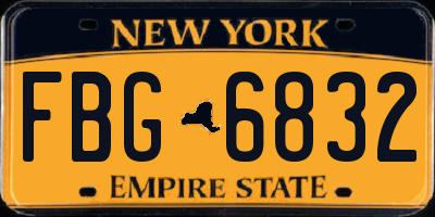 NY license plate FBG6832