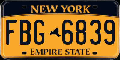 NY license plate FBG6839