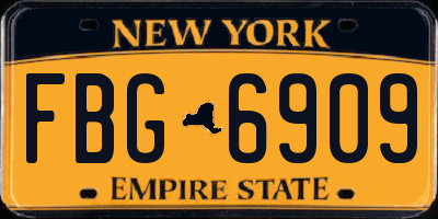 NY license plate FBG6909
