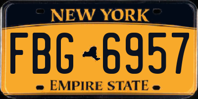NY license plate FBG6957