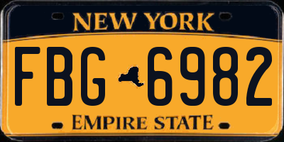 NY license plate FBG6982