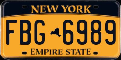 NY license plate FBG6989
