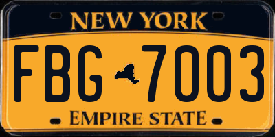 NY license plate FBG7003