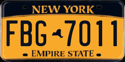 NY license plate FBG7011