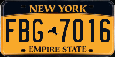 NY license plate FBG7016
