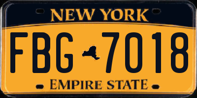 NY license plate FBG7018