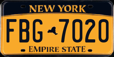 NY license plate FBG7020