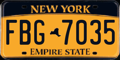 NY license plate FBG7035