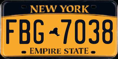 NY license plate FBG7038