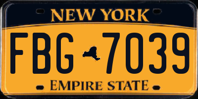NY license plate FBG7039