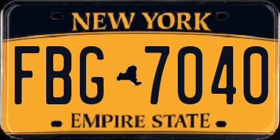 NY license plate FBG7040