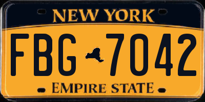 NY license plate FBG7042
