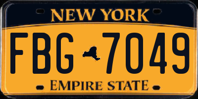 NY license plate FBG7049
