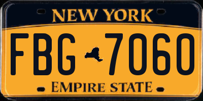 NY license plate FBG7060