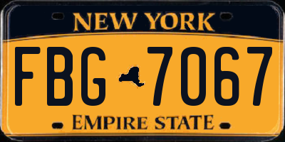 NY license plate FBG7067