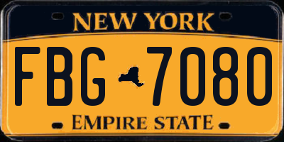 NY license plate FBG7080