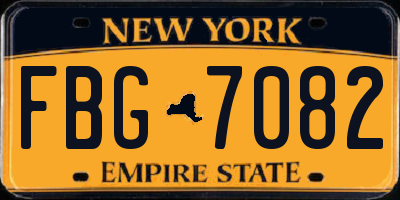 NY license plate FBG7082