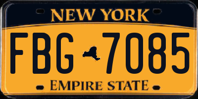 NY license plate FBG7085