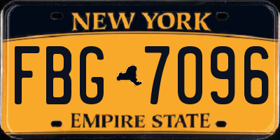 NY license plate FBG7096