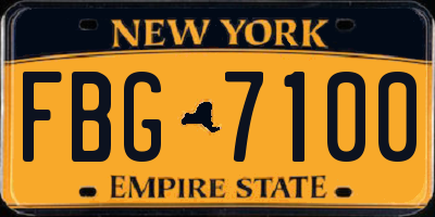 NY license plate FBG7100