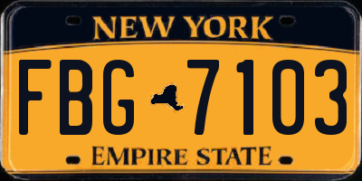 NY license plate FBG7103
