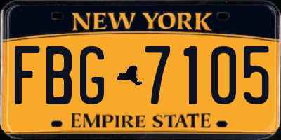 NY license plate FBG7105