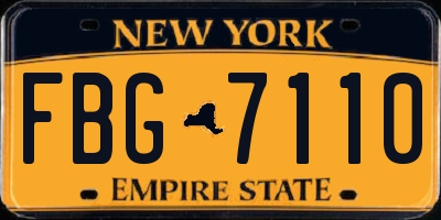 NY license plate FBG7110