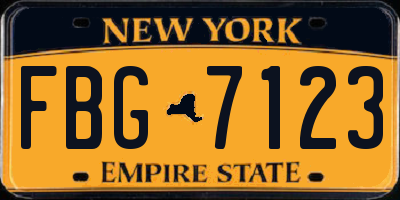 NY license plate FBG7123