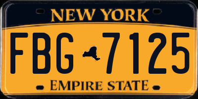 NY license plate FBG7125