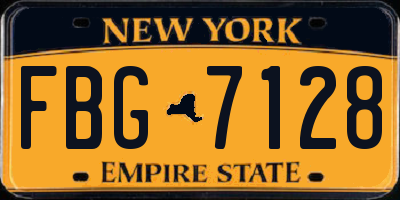 NY license plate FBG7128