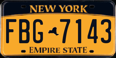NY license plate FBG7143