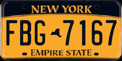 NY license plate FBG7167