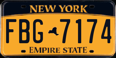 NY license plate FBG7174