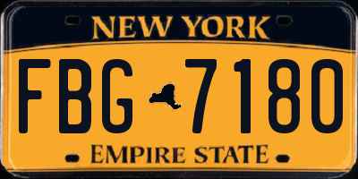 NY license plate FBG7180