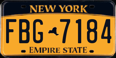 NY license plate FBG7184
