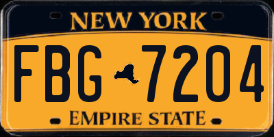 NY license plate FBG7204