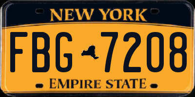NY license plate FBG7208