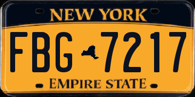 NY license plate FBG7217