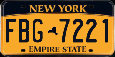 NY license plate FBG7221