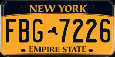 NY license plate FBG7226