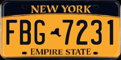 NY license plate FBG7231