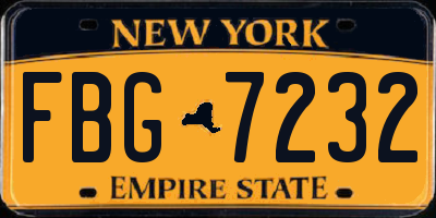 NY license plate FBG7232