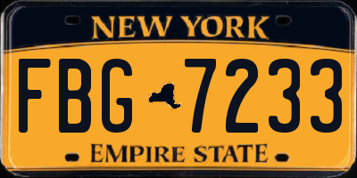 NY license plate FBG7233