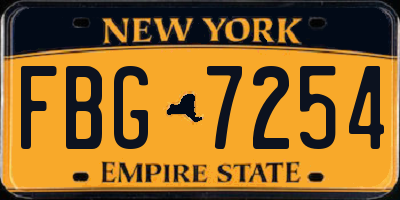 NY license plate FBG7254