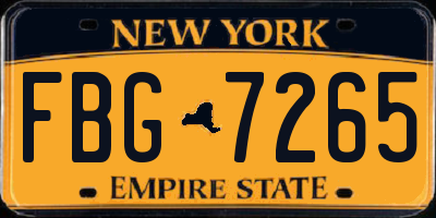 NY license plate FBG7265