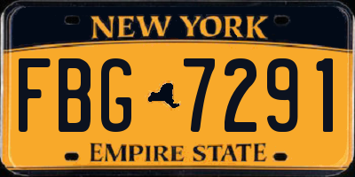 NY license plate FBG7291