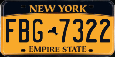 NY license plate FBG7322