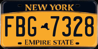 NY license plate FBG7328